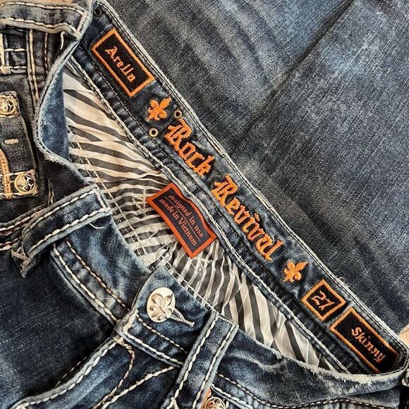 Rock Revival Arella Skinny Raw Hem Jeans Size 27 - Picture 5 of 8